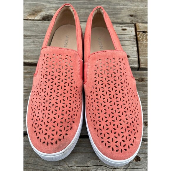 Vionic Kani Women's 9 Slip On Suede Loafers Cut Out - Coral - Picture 3 of 13